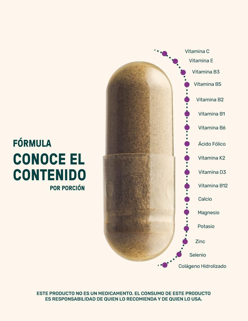 Folic-Acid Collagen: Colágeno hidrolizado + Ácido fólico + Vitaminas y minerales Life 360+ de 220 cápsulas 11