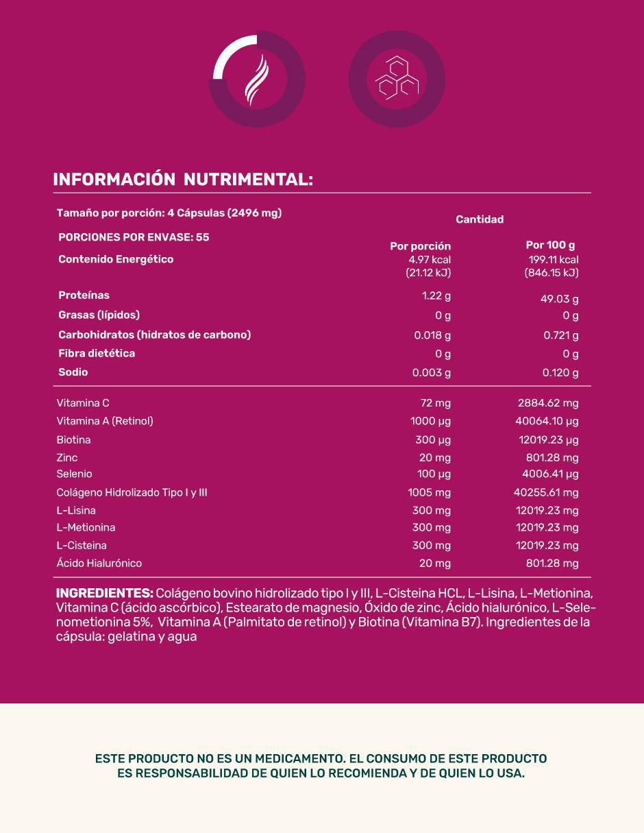 Woman Hr & Foli: Colágeno hidrolizado + Aminoácidos + Vitaminas y minerales Life 360+ de 220 cápsulas 5