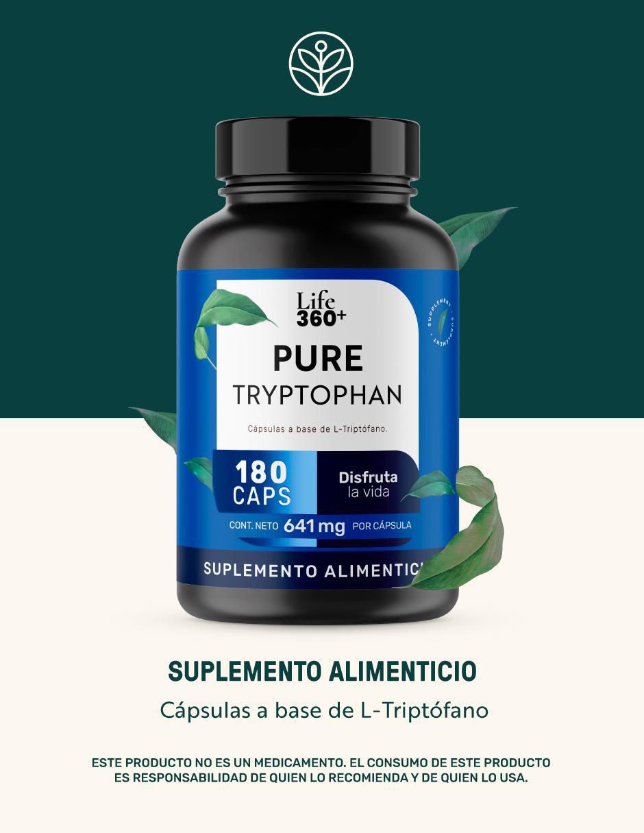 PURE TRYPTOPHAN: L-Triptófano y Estearato de magnesio Life 360+ con l-triptófano de 180 cápsulas 3