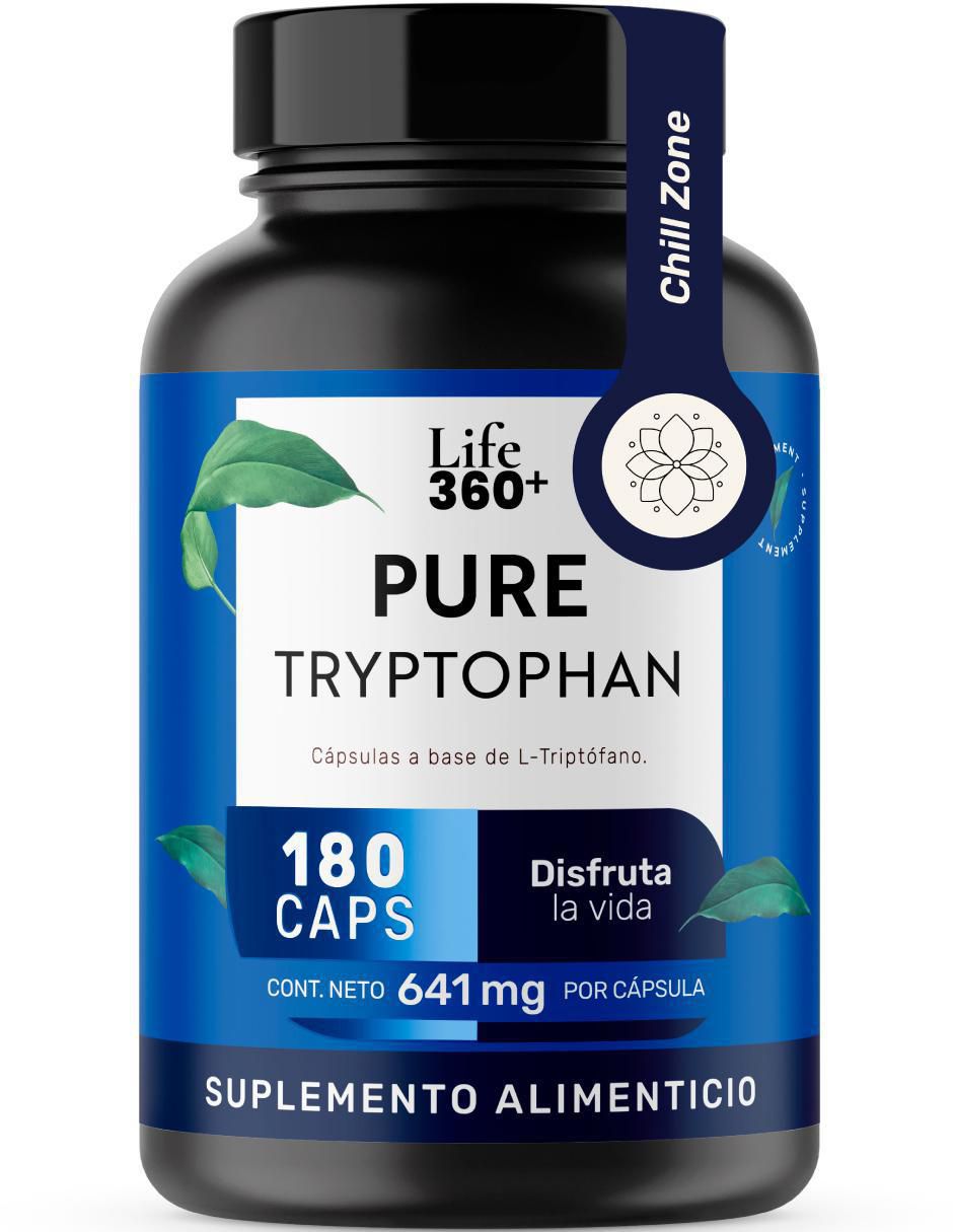 PURE TRYPTOPHAN: L-Triptófano y Estearato de magnesio Life 360+ con l-triptófano de 180 cápsulas 7
