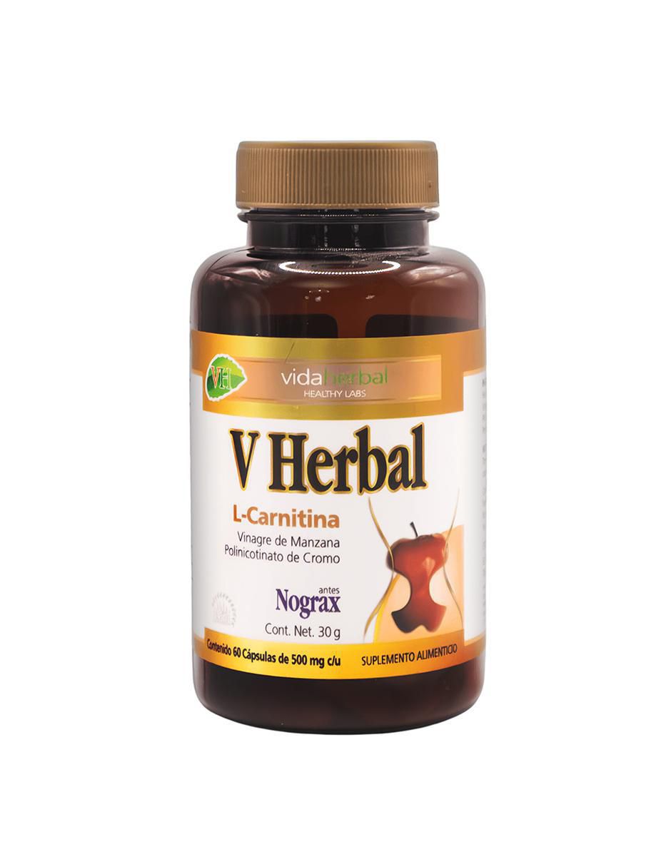 Suplemento L-Carnitina, Vinagre de Manzana Vida Herbal de 100 cápsulas