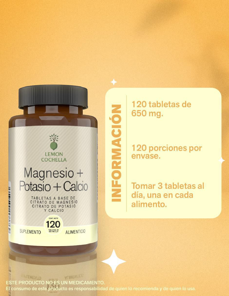 Citrato de Magnesio Citrato de Potasio + Calcio con Gluconato de Zinc, vitamina B6 y vitamina B2 de 120 tab 4