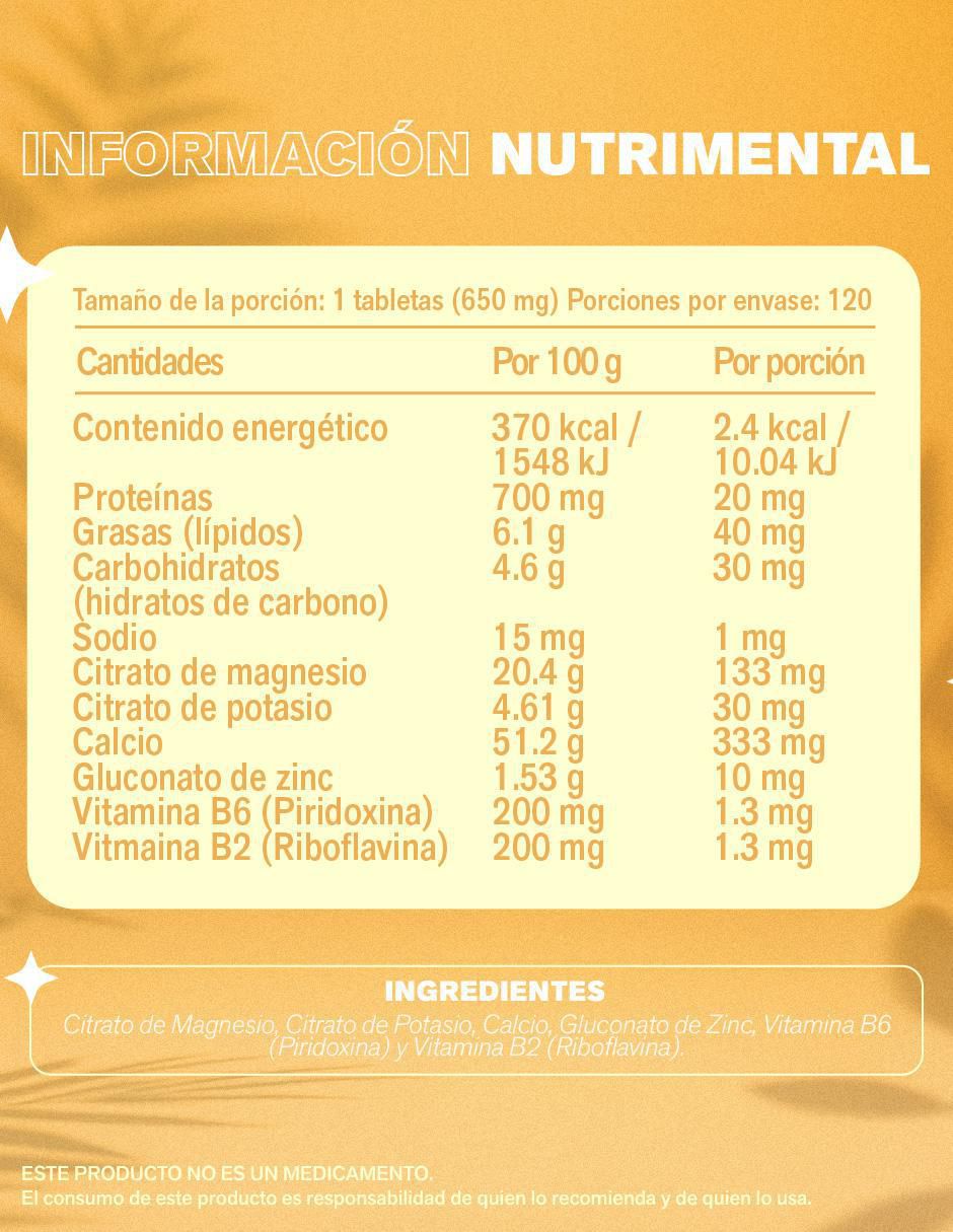 Citrato de Magnesio Citrato de Potasio + Calcio con Gluconato de Zinc, vitamina B6 y vitamina B2 de 120 tab 5