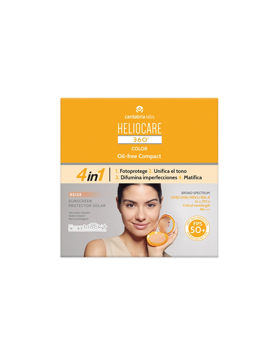 Tratamiento facial 360° color compact oil free beige protector solar Heliocare 5