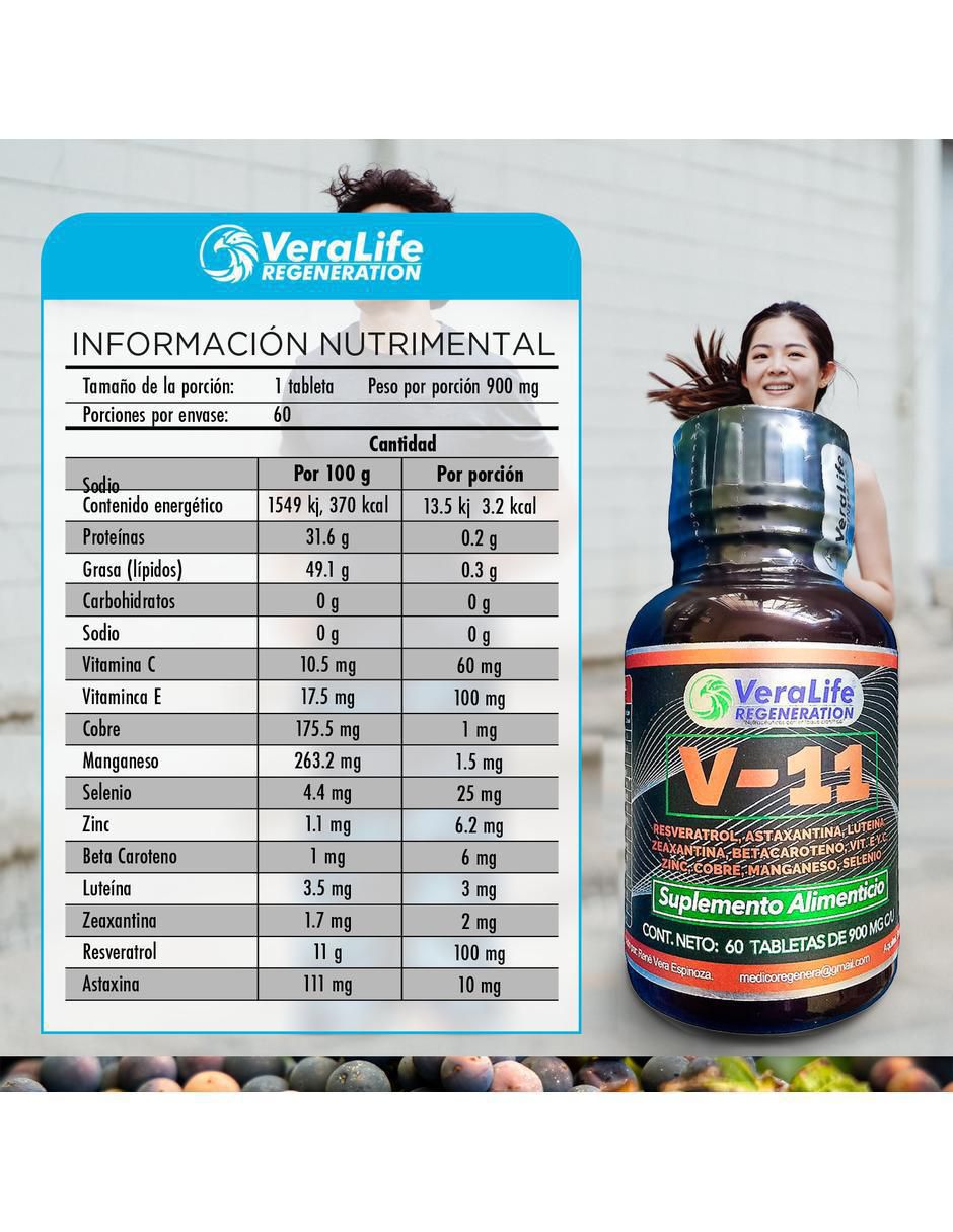 V11 con vitamina e de 60 tabletas 3