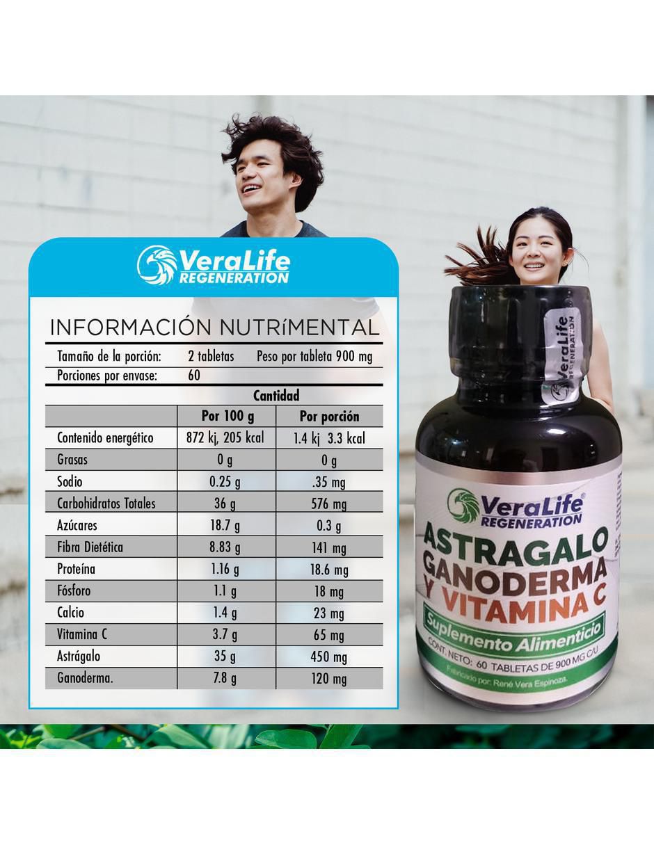 Astragalo Ganoderma y Vitamina C con astrágalo de 60 tabletas 2