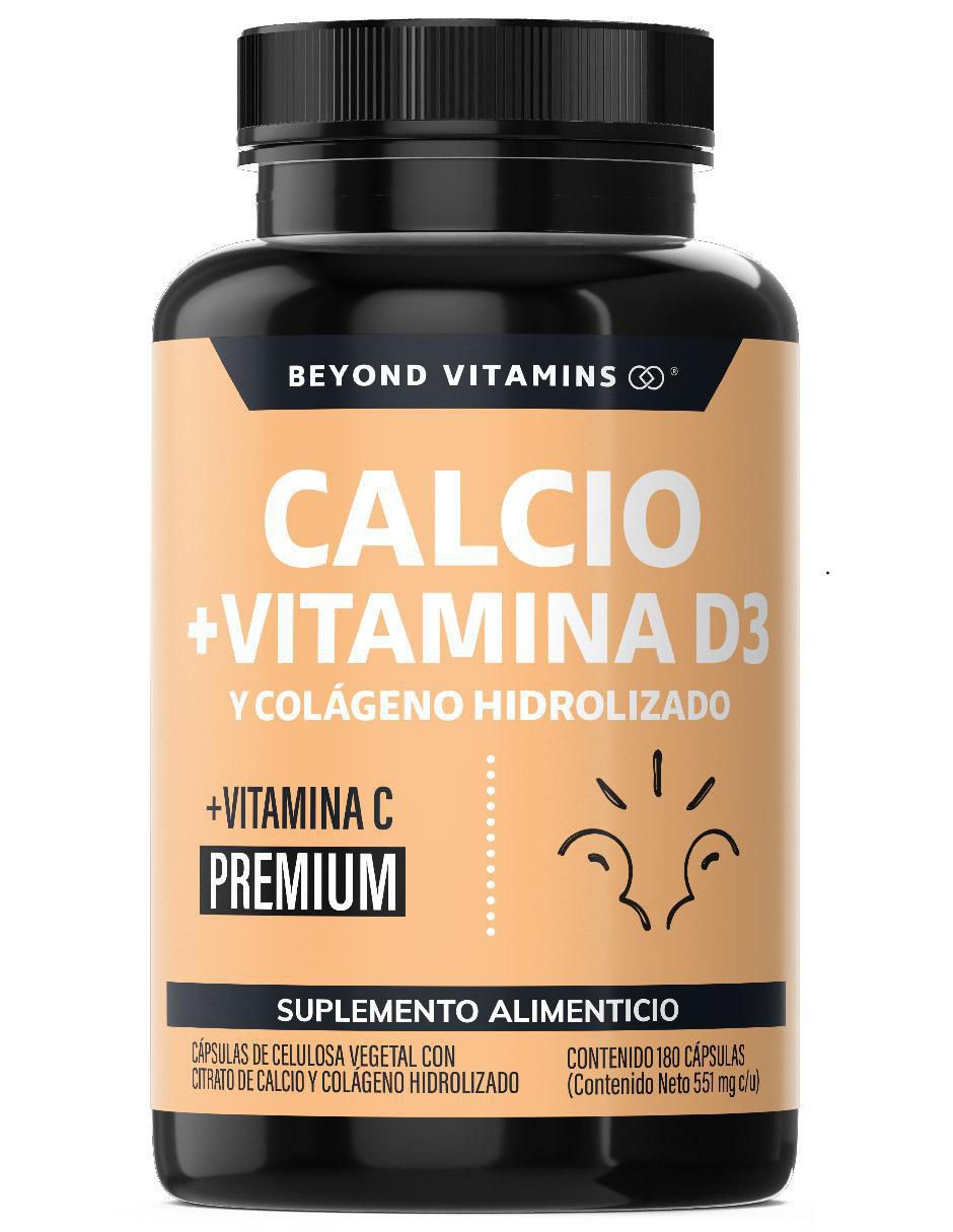 Calcio, Vitamina D3, Colágeno Hidrolizado y Vitamina C de 180 cápsulas