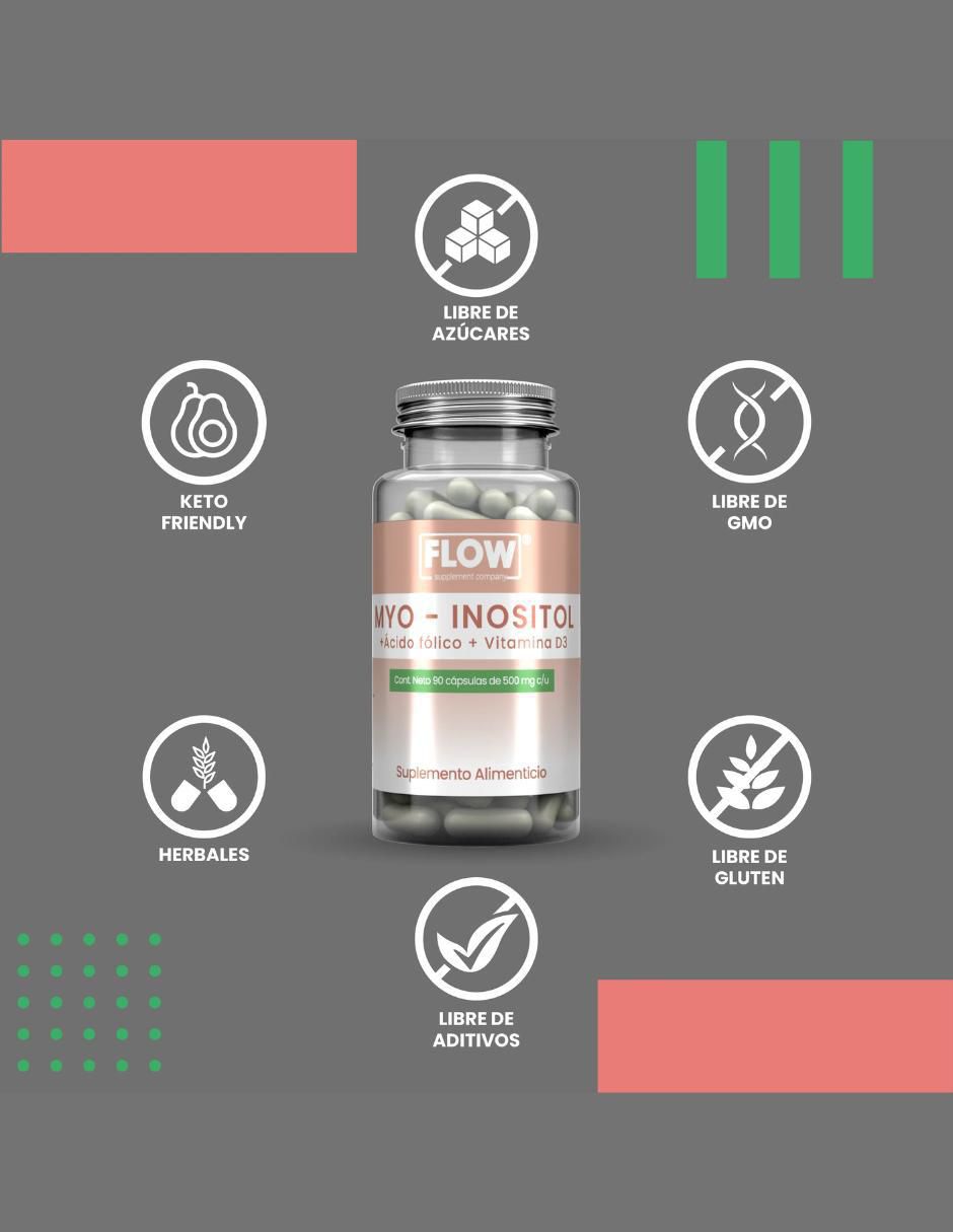 Myo Inositol + Ácido Fólico + Vitamina D3 de 90 cápsulas 2