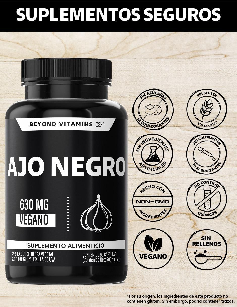 Ajo Negro con Semilla de Uva de 60 cápsulas 2