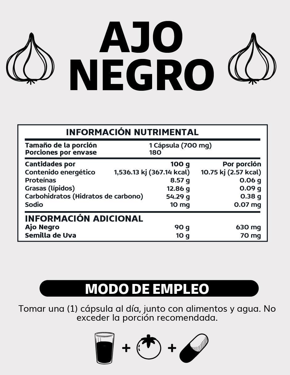 Ajo Negro con Semilla de Uva de 60 cápsulas 5