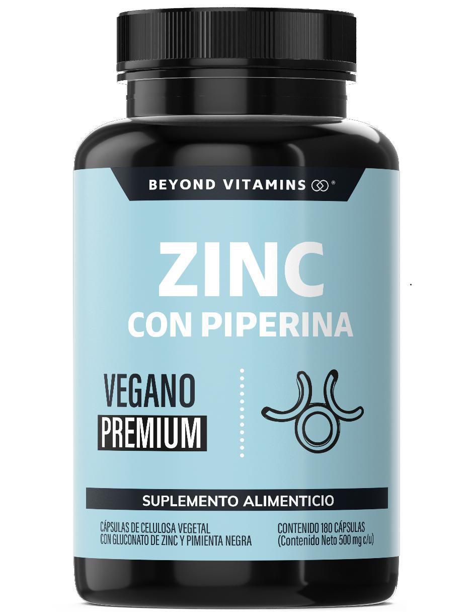 Zinc (Gluconato de Zinc) Potenciado con Piperina Estandarizada de 180 cápsulas