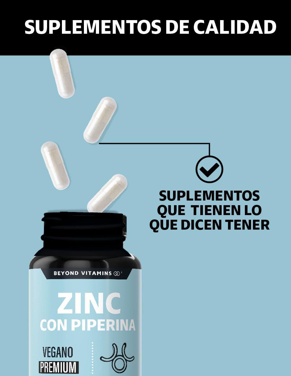 Zinc (Gluconato de Zinc) Potenciado con Piperina Estandarizada de 180 cápsulas 3