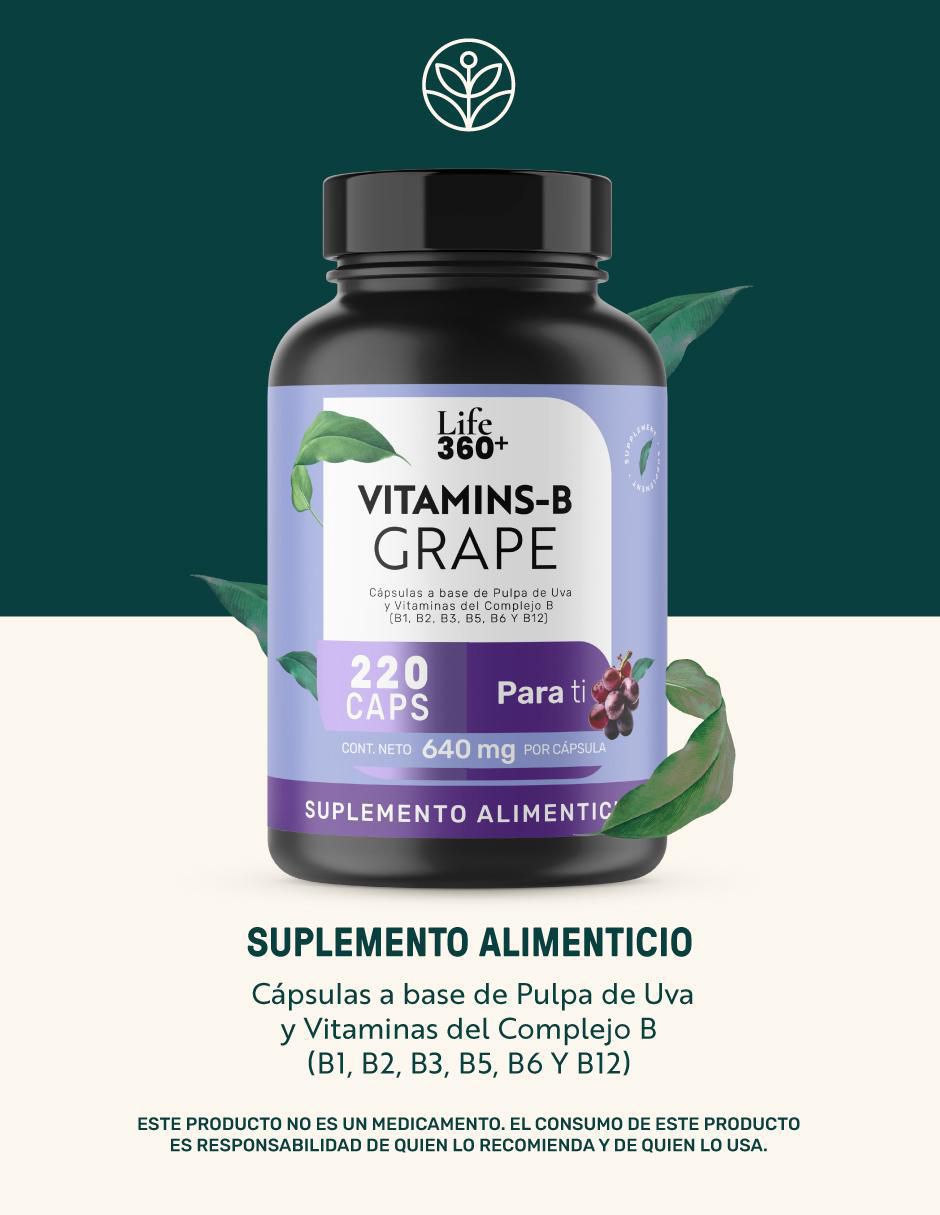 Vitamins-b grape: complejo b + zinc con vitaminas y minerales de 220 cápsulas 3