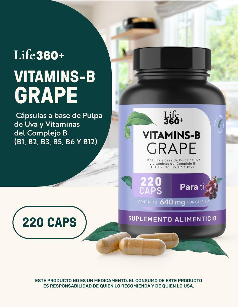 Vitamins-b grape: complejo b + zinc con vitaminas y minerales de 220 cápsulas 5