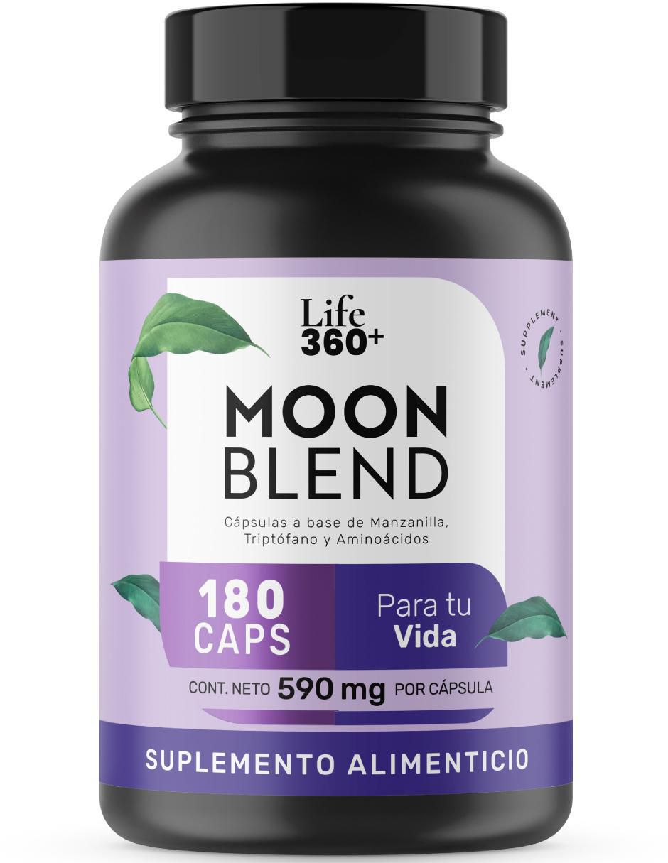 Moon Blend: Cápsulas a base de manzanilla en polvo, Magnesio y aminoácidos Life 360+ con triptófano de 180 cápsulas
