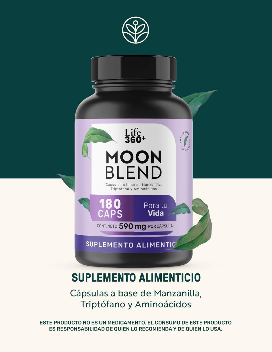 Moon Blend: Cápsulas a base de manzanilla en polvo, Magnesio y aminoácidos Life 360+ con triptófano de 180 cápsulas 3