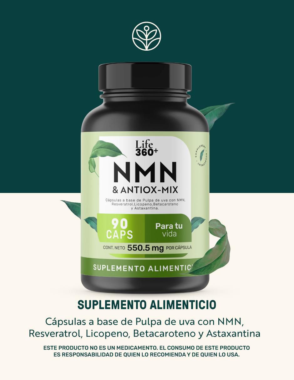NMN & Antox-Mix: Suplemento a base de Pulpa de uva con Resveratrol + Astaxantina + NMN + Licopeno y Betacaroteno de 90 cápsulas 2