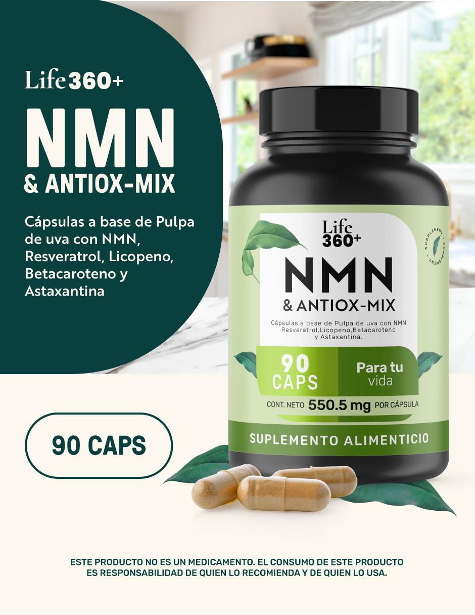 NMN & Antox-Mix: Suplemento a base de Pulpa de uva con Resveratrol + Astaxantina + NMN + Licopeno y Betacaroteno de 90 cápsulas 4