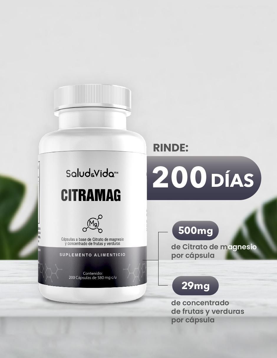 Citrato de Magnesio Citramag con citrato de magnesio de 200 cápsulas 3