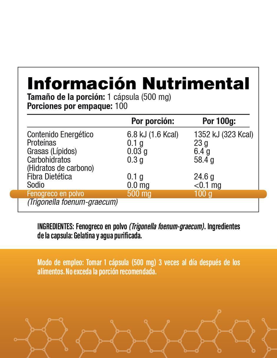 Fenogreco Natural de 100 cápsulas 2