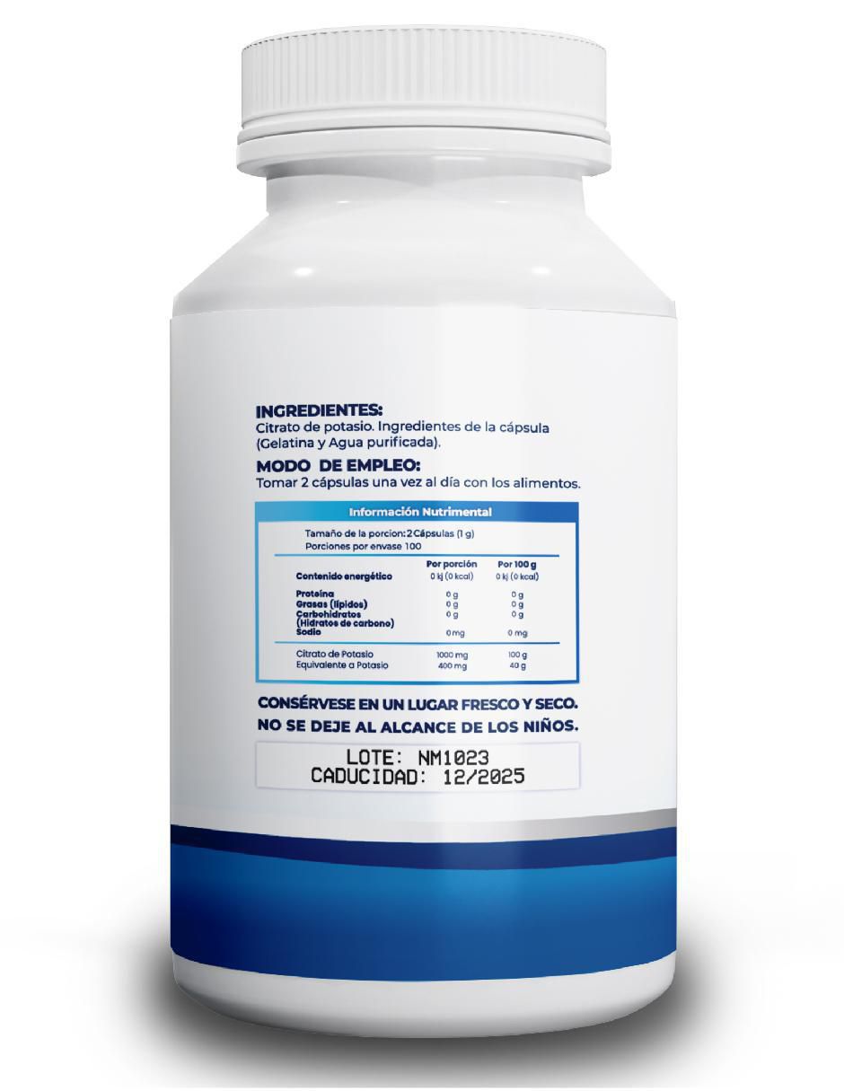 Citrato de Potasio , 100% Pure Potassium Citrate Naima de 200 cápsulas 2
