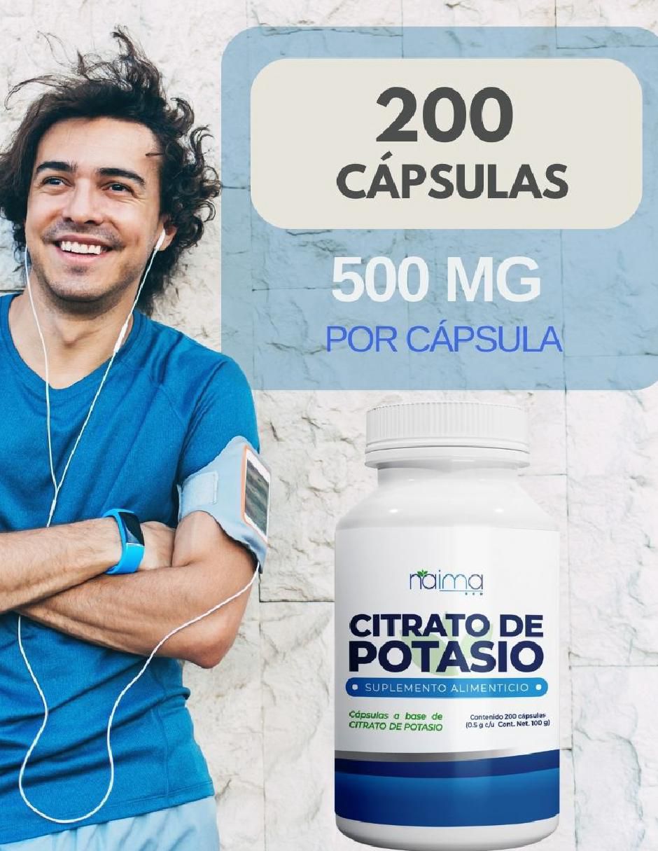 Citrato de Potasio , 100% Pure Potassium Citrate Naima de 200 cápsulas 4
