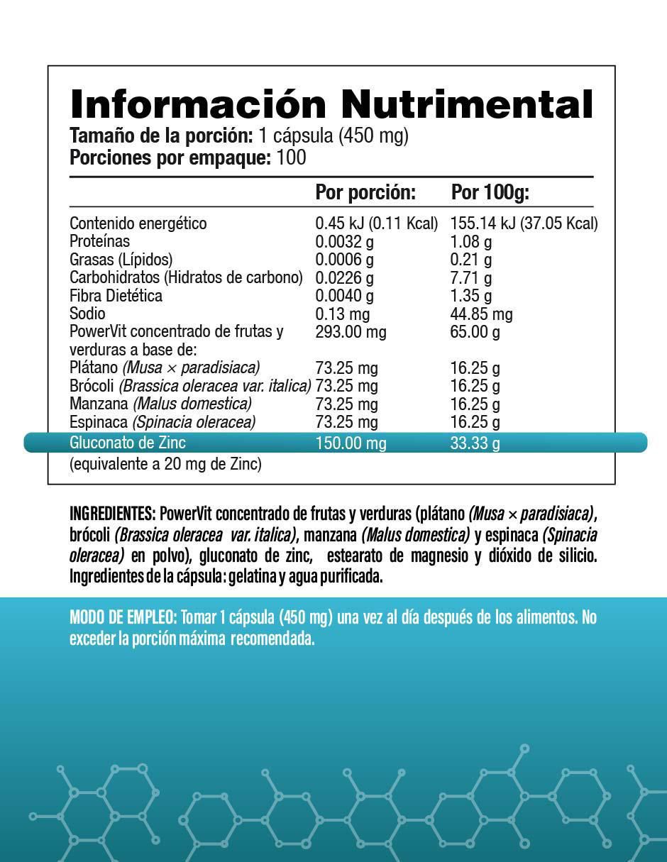 Gluconato de Zinc de 100 cápsulas 2
