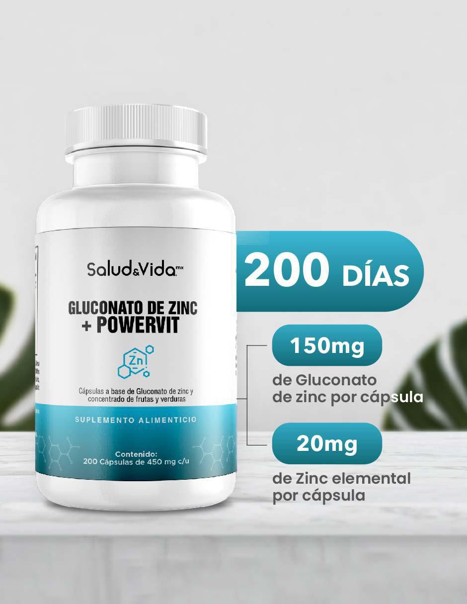 Gluconato de Zinc - Salud & Vida Mx de 200 cápsulas 3