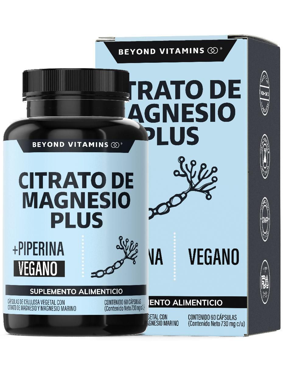 Citrato de Magnesio Plus con Piperina de 60 cápsulas