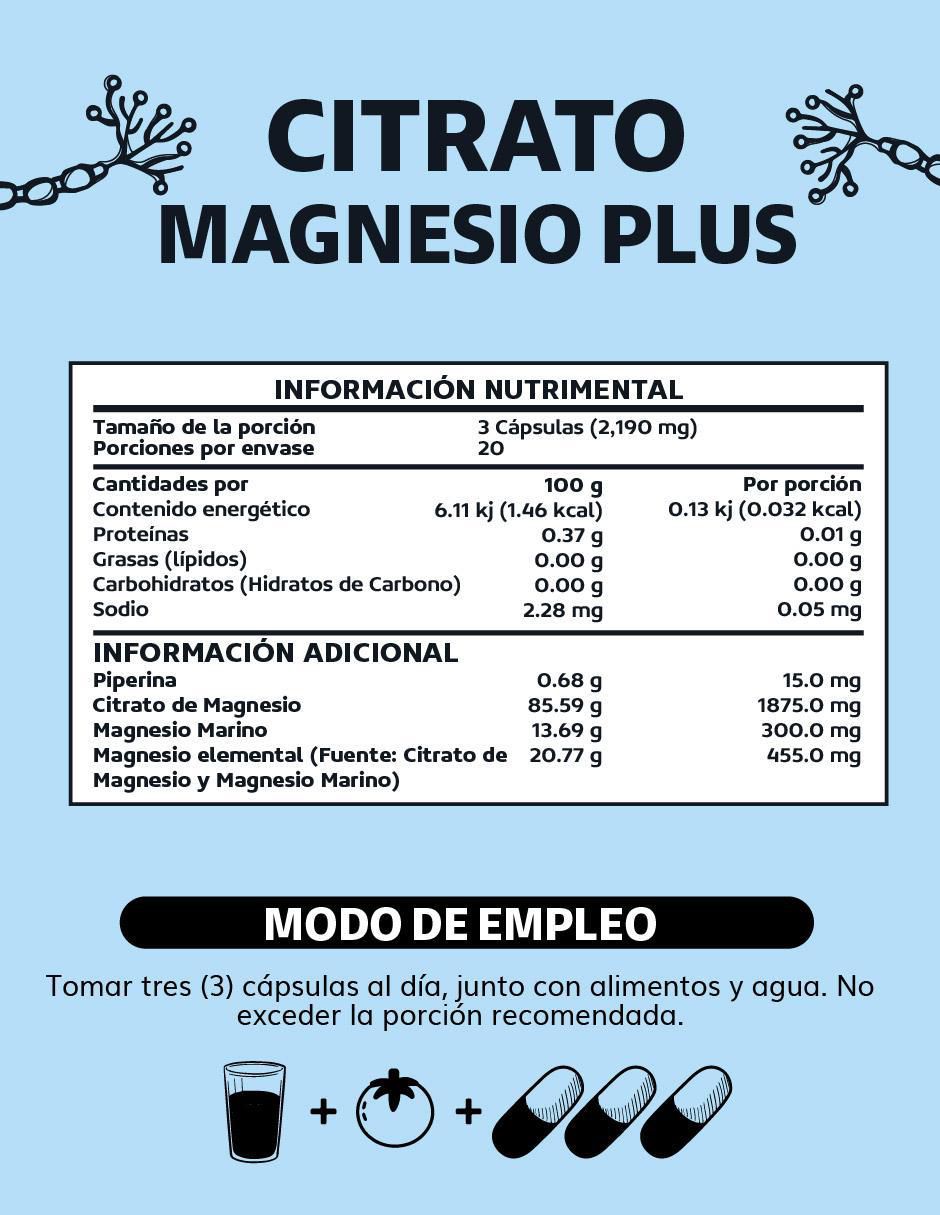 Citrato de Magnesio Plus con Piperina de 60 cápsulas 5