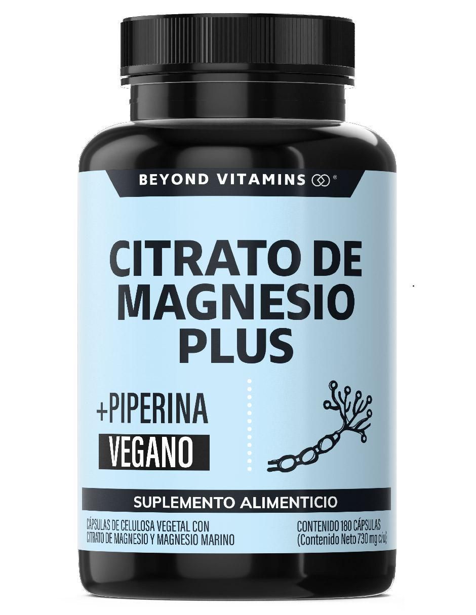 Citrato de Magnesio Plus con Piperina de 180 cápsulas