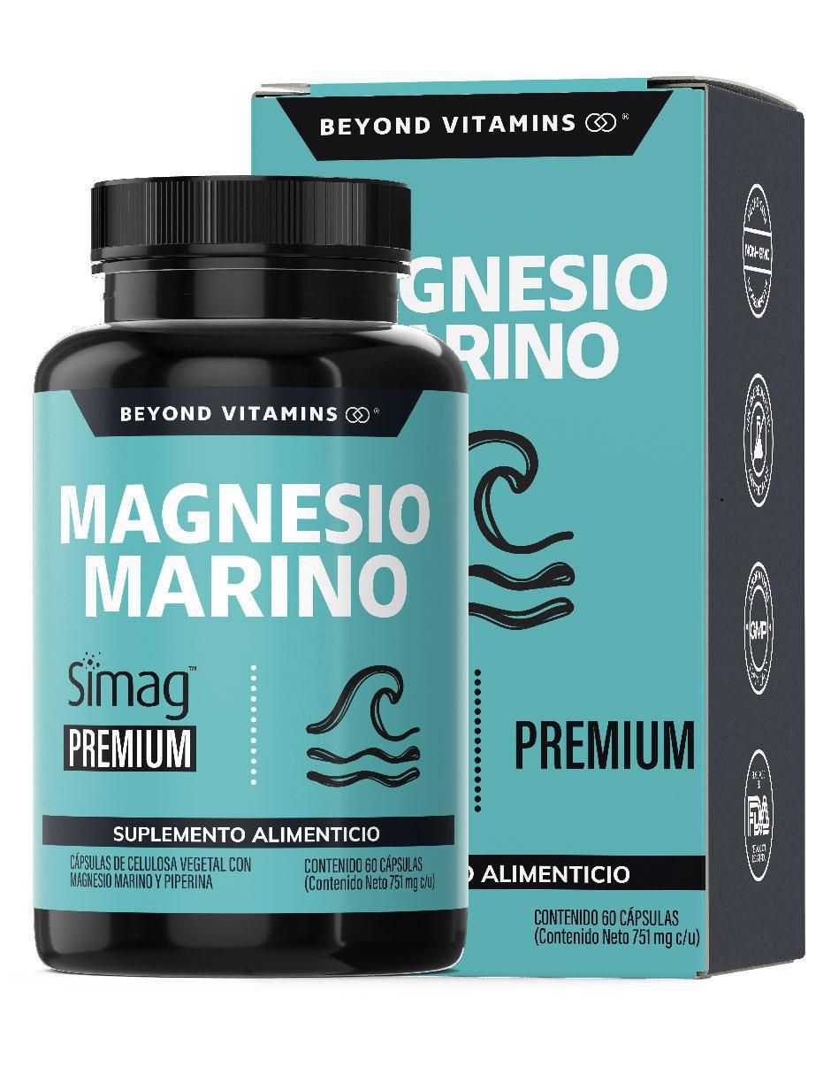 Magnesio Marino Plus Natural SIMAG con Piperina de 60 cápsulas