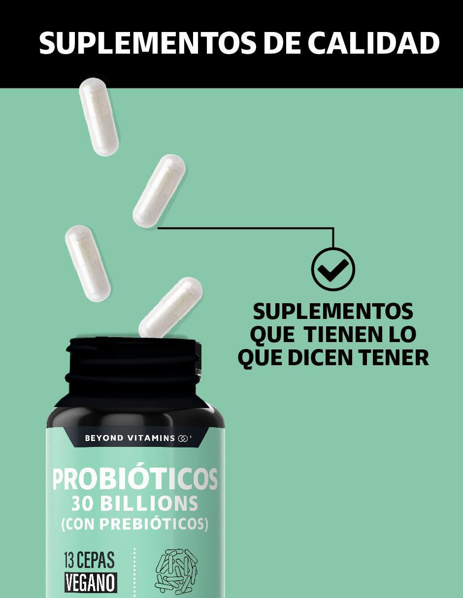 Probioticos 30 Billion Prebióticos Inulina de Agave 13 Cepas de 60 cápsulas 3