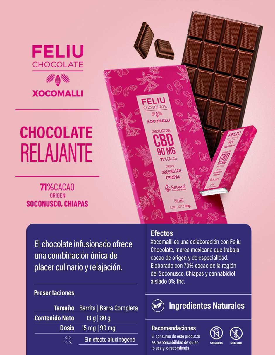 Chocolate mexicano con CBD - Xocomalli de 80 g 2