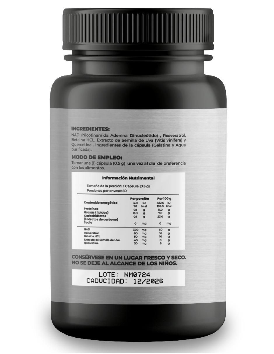 NAD+ Complex con nad+ (nicotinamide adenine dinucleotide) de 50 cápsulas 2