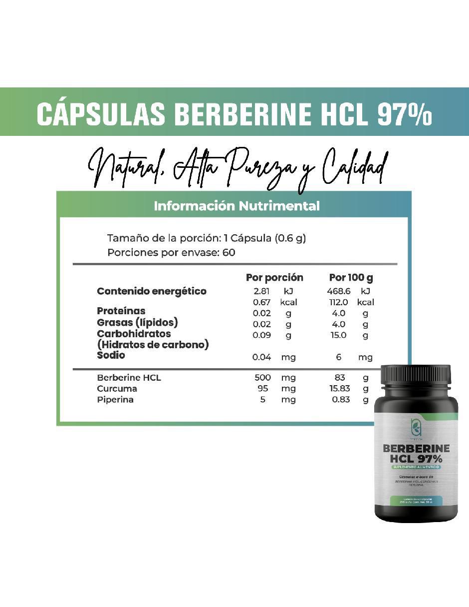 Berberine HCL 97% , Berberina Naima con berberina de 100 cápsulas 3
