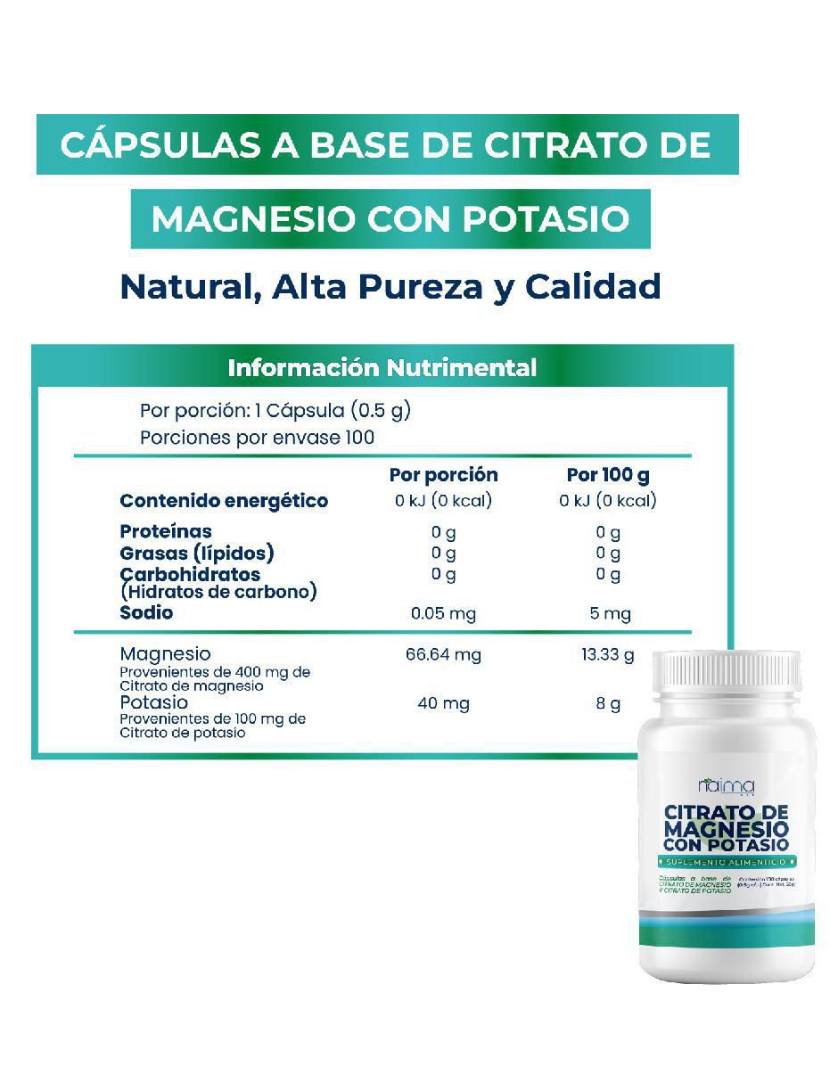 Kit de suplementos alimenticios de Citrato de Magnesio Con Potasio 3