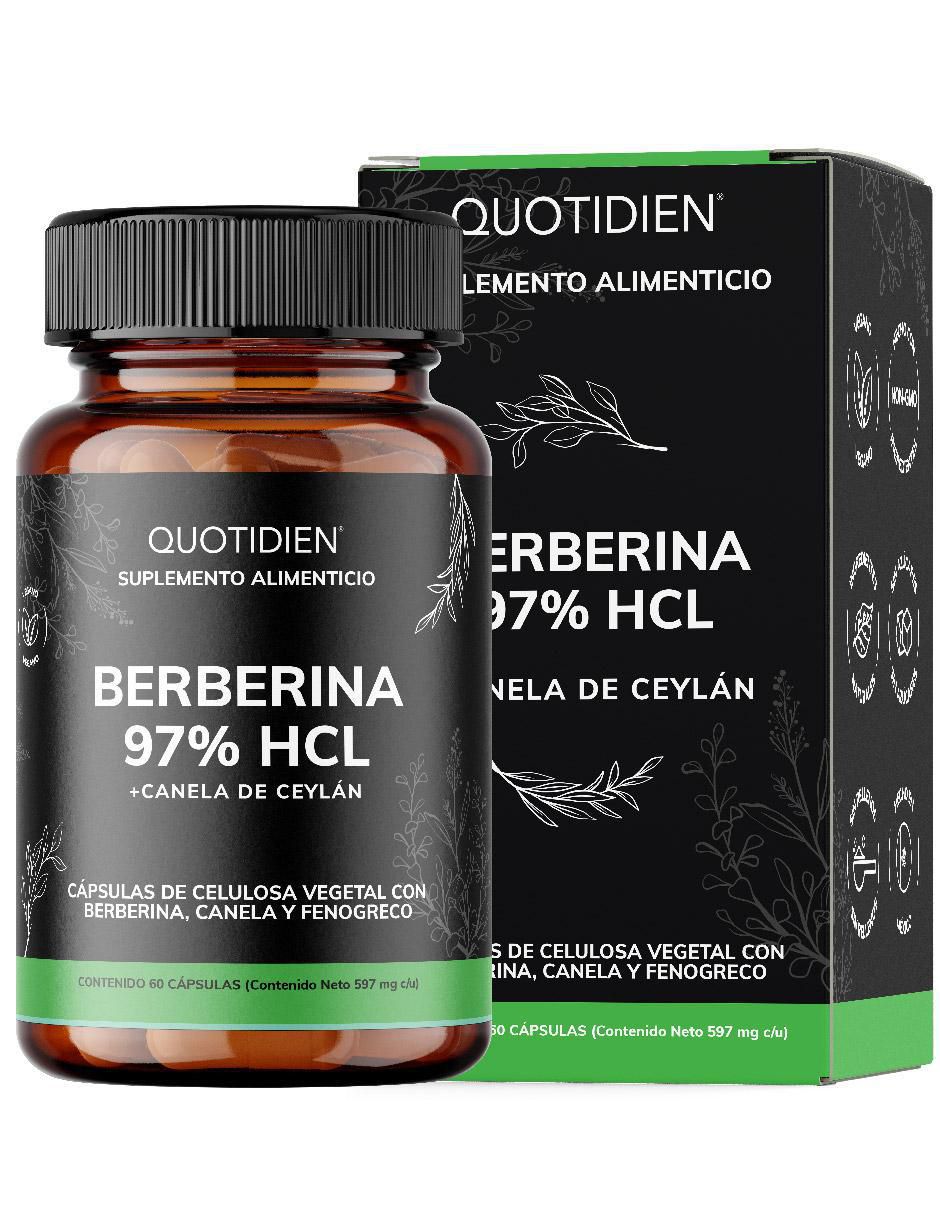 Berberina Clorhidrato Canela de Ceylán Fenogreco Cúrcuma de 60 cápsulas Berberina Clorhidrato Canela de Ceylán Fenogreco Cúrcuma de 60 cápsulas