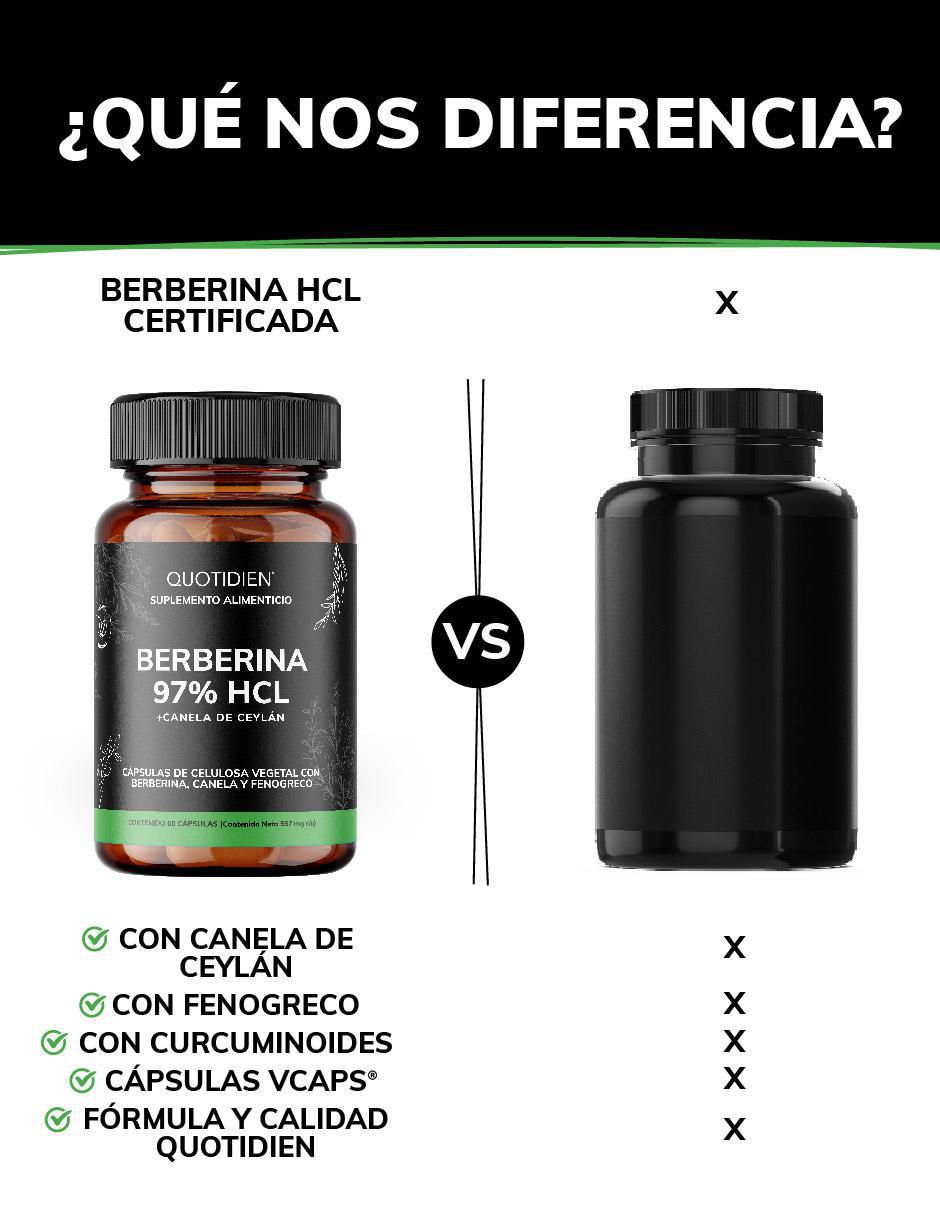 Berberina Clorhidrato Canela de Ceylán Fenogreco Cúrcuma de 60 cápsulas 3