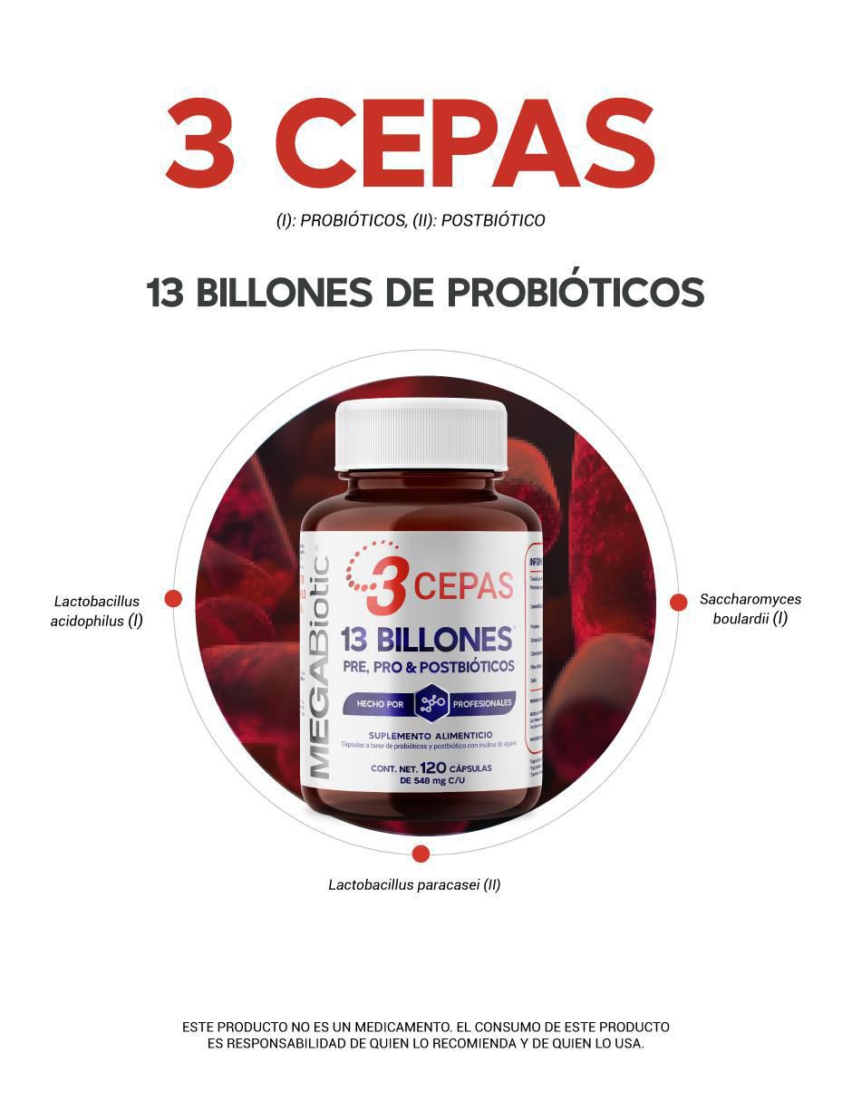 Prebioticos, Probioticos y Postbioticos (3 en 1) de 120 cápsulas 3