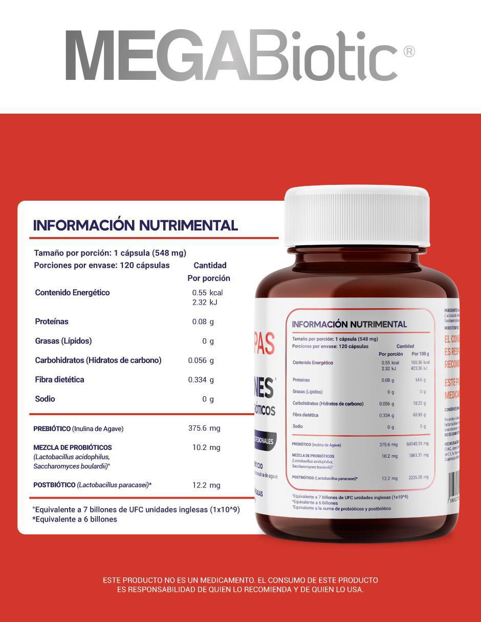 Prebioticos, Probioticos y Postbioticos (3 en 1) de 120 cápsulas 5