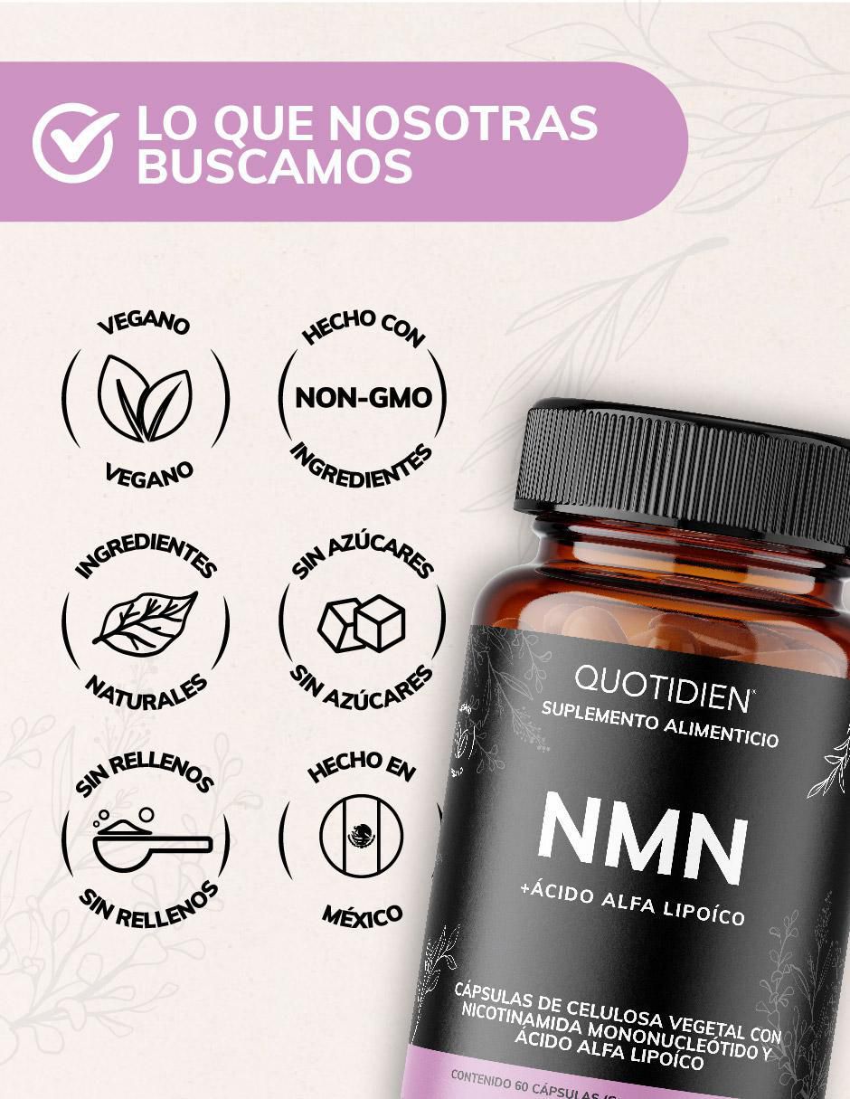 NMN Acido Alfa Lipoico Glicinato de Magnesio de 60 cápsulas 5