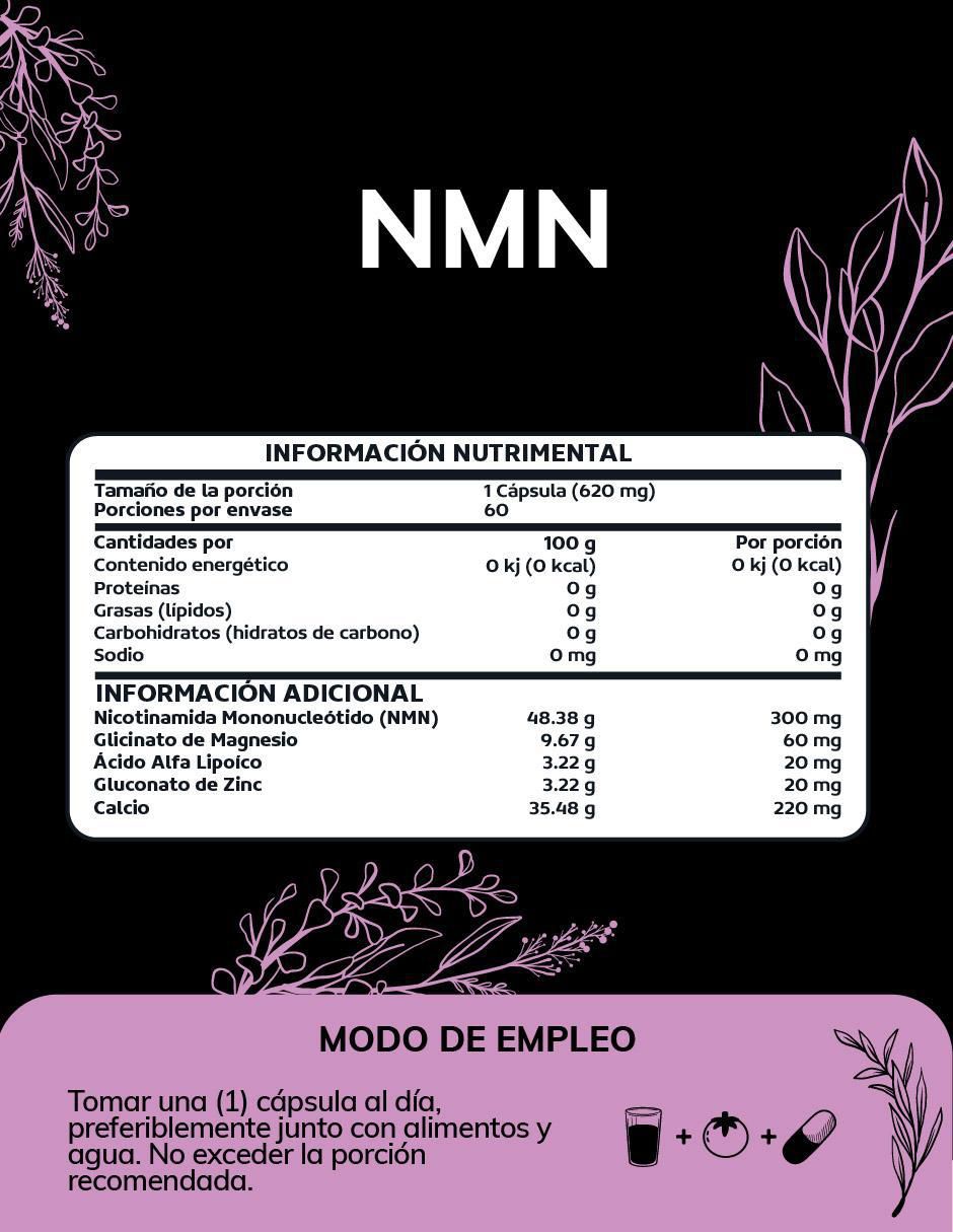 NMN Acido Alfa Lipoico Glicinato de Magnesio de 60 cápsulas 6