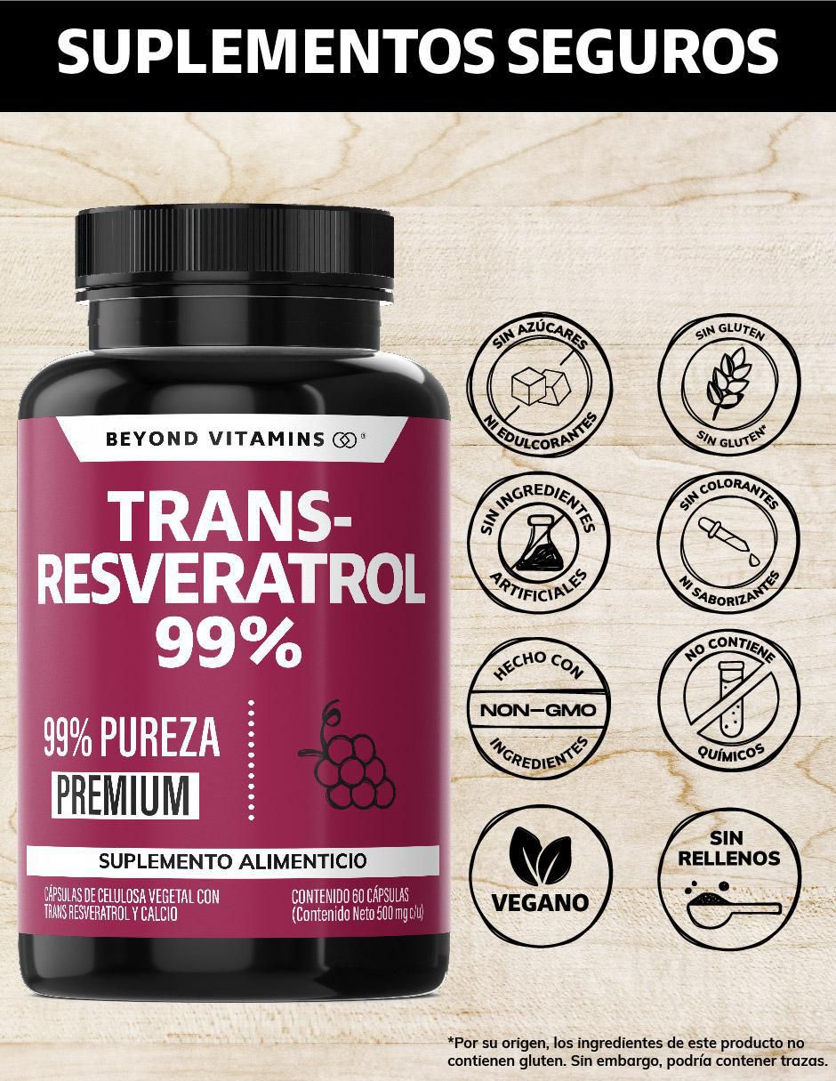 Trans Resveratrol con Calcio de 60 cápsulas 2