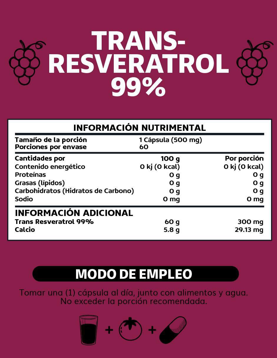 Trans Resveratrol con Calcio de 60 cápsulas 5