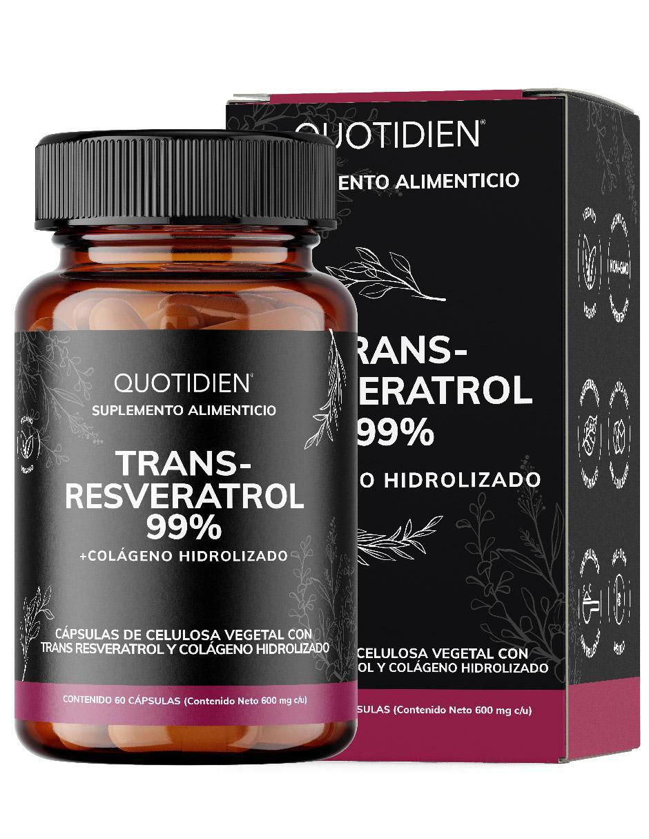 Trans Resveratrol con Colágeno Hidrolizado y Calcio de 60 cápsulas