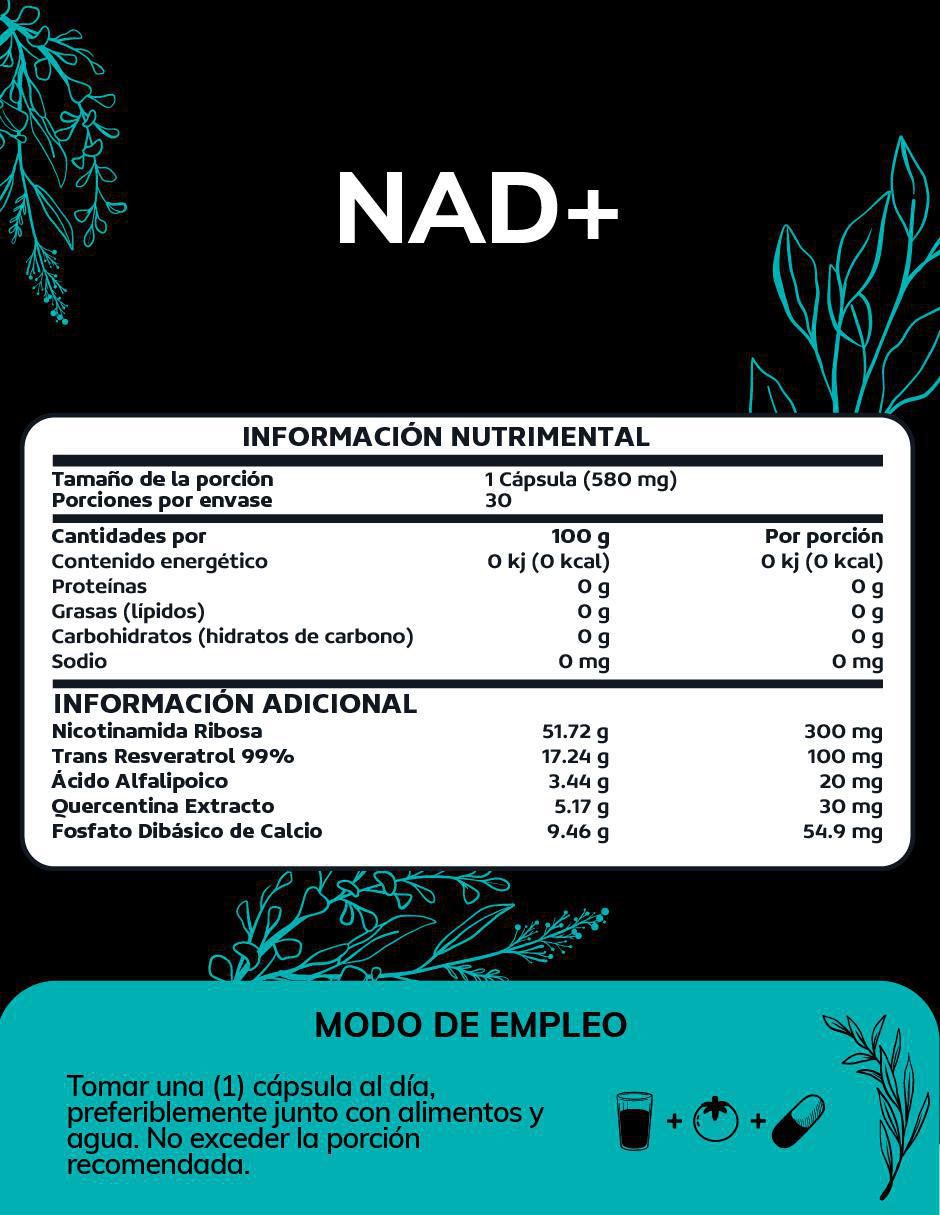Nicotinamida Ribosa Trans Reveratrol Acido Alfalipoico de 30 cápsulas 6