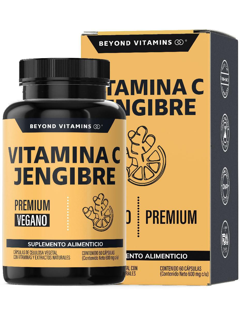 Vitamina C Jengibre Equinácea Ajo Orégano Zinc y Vitamina D3 de 60 cápsulas