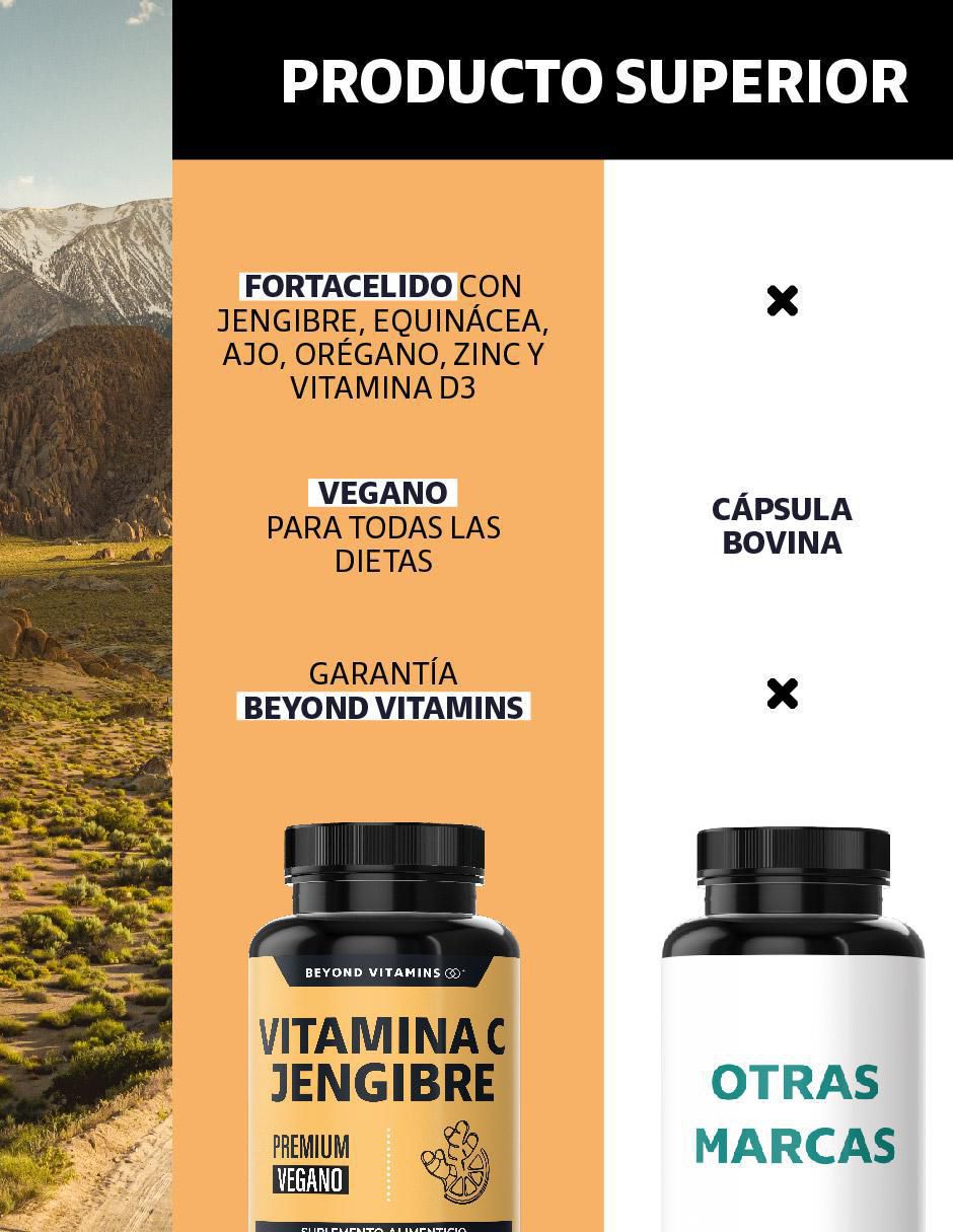 Vitamina C Jengibre Equinácea Ajo Orégano Zinc y Vitamina D3 de 180 cápsulas 6