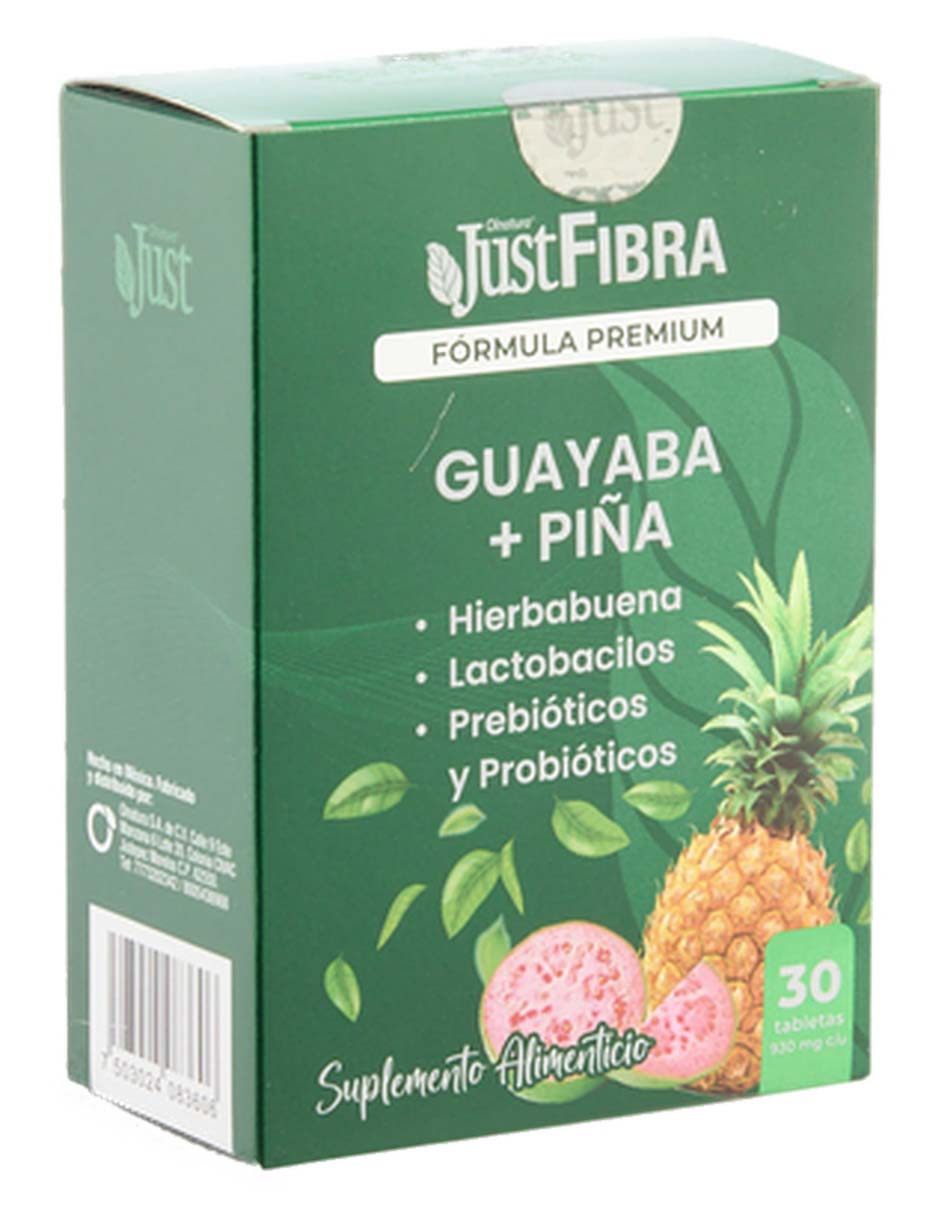 Just Fibra
 con guayaba, piña, hierbabuena, lactobacilos sabor diferentes sabores de 30 cápsulas 2